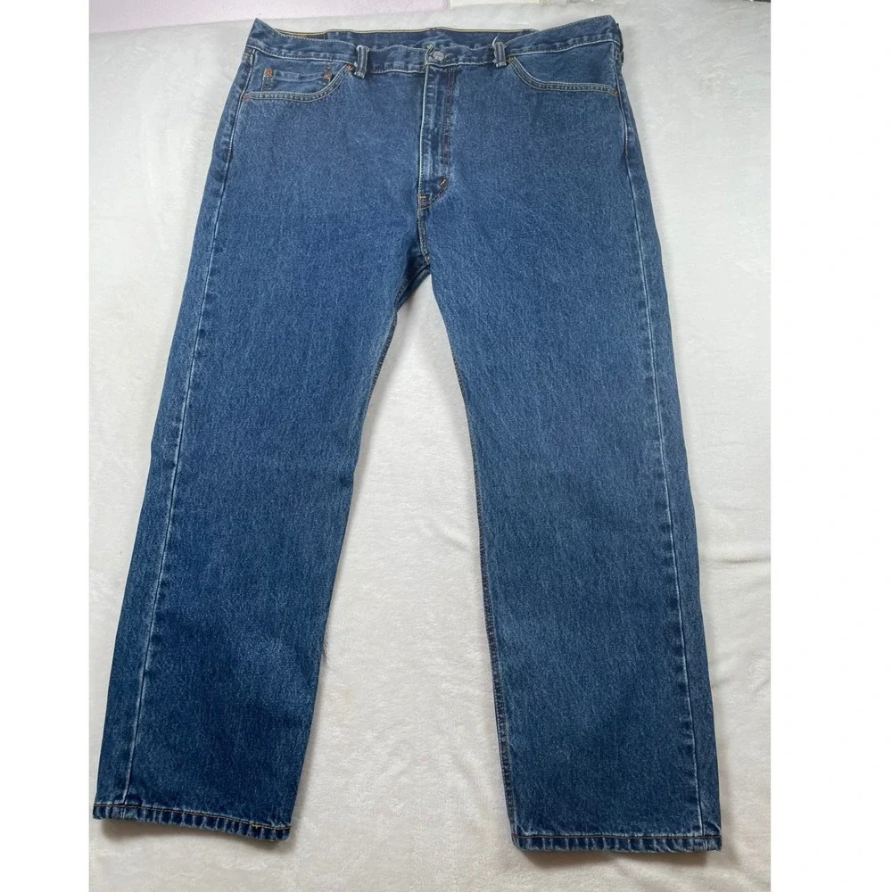 Levis 505 Regular Fit Straight Leg Blue Denim Jeans Mens 42x30‎ Medium Wash